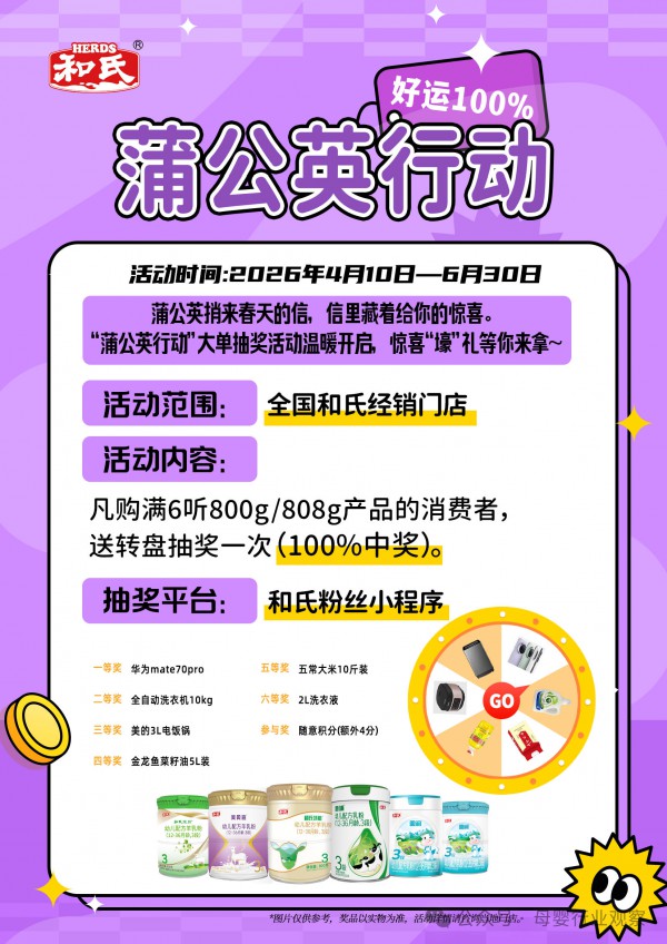 母婴日报 | 和氏“蒲公英行动”启幕；佳贝艾特上市首款学生粉；爱婴室、孕婴世界、小飞象再开新店