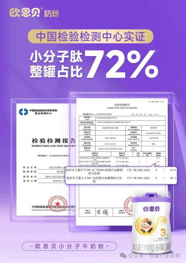 不做伪概念玩家，欧恩贝用整罐实证打破小分子奶粉“潜规则”