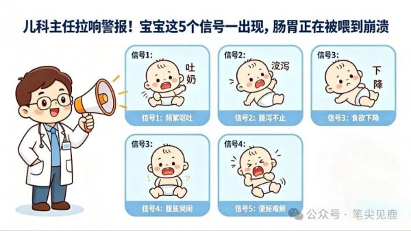 宝宝这5个信号一出现，肠胃正在被"喂到崩溃"