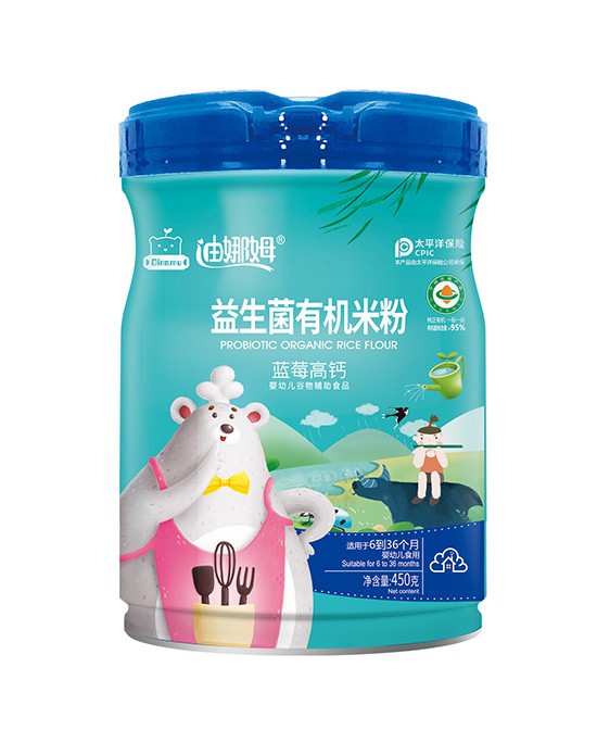 自然滋养，成长守护——迪娜姆蓝莓高钙益生菌有机米粉，给宝宝更安心的营养陪伴！