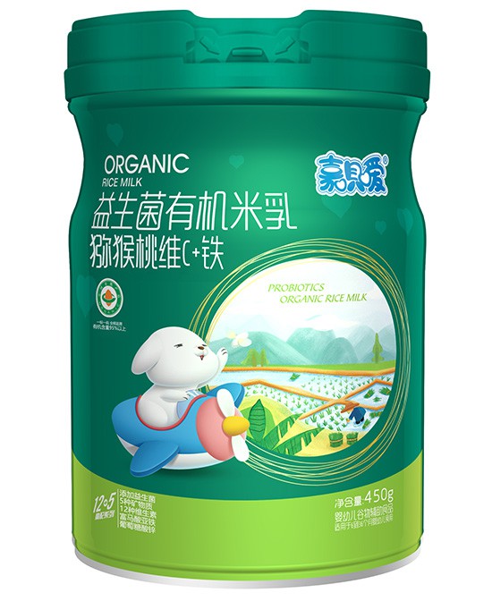 嘉呗嗳猕猴桃维生C铁益生菌有机米乳：宝宝成长的天然守护者！