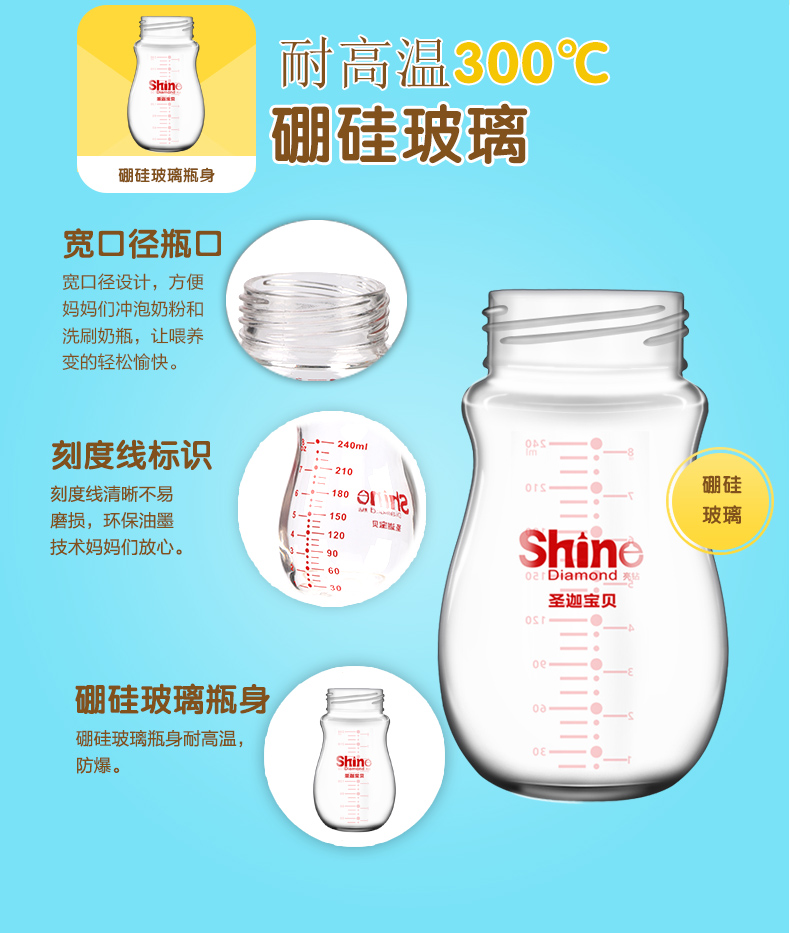 \"圣迦宝贝PP套葫芦形玻璃奶瓶150ML/240ML,产品编号81710\"