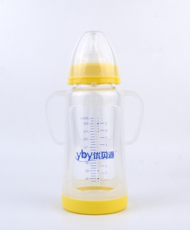 晶钻带保护套玻璃奶瓶260ml