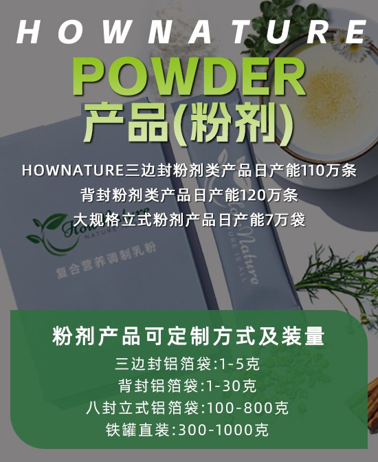 Hownature全天然营养品加工种类和优势