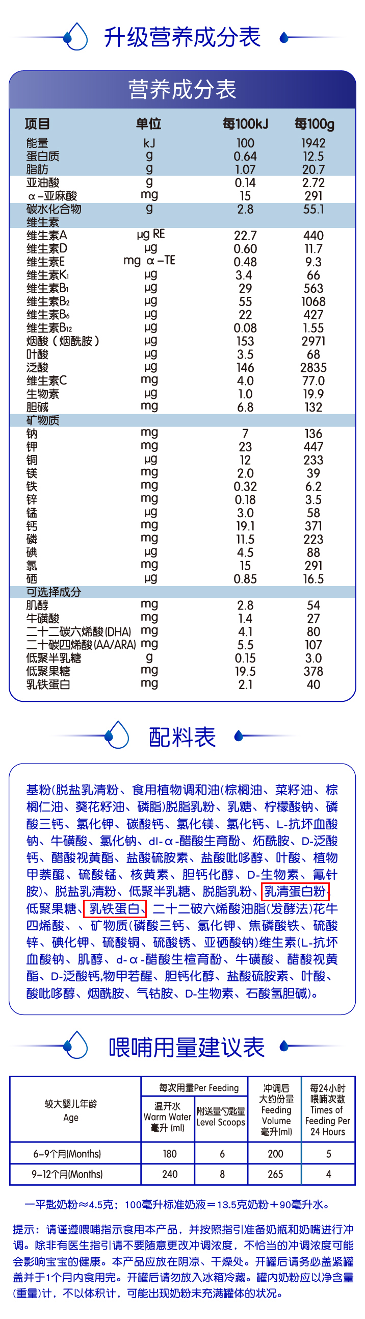 \"坦图·思慕尔较大婴儿配方奶粉（6-12月龄，2段）,产品编号119709\"/